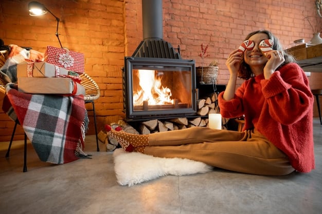 An inviting image of a cozy Airbnb living room, showcasing a comfortable sofa, a fireplace, and a well-equipped kitchen, highlighting the home-like environment and amenities of vacation rentals as an alternative to hotels.