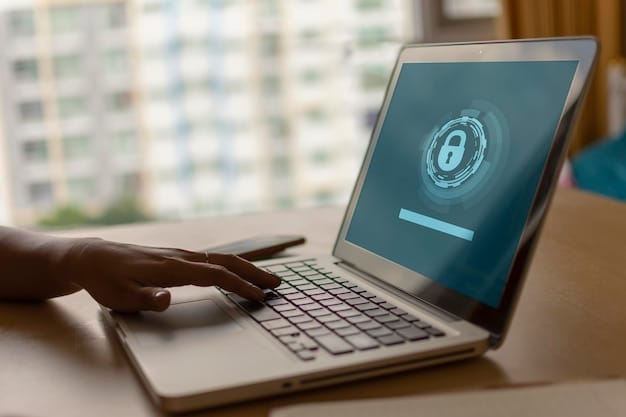 A close-up of a person securely encrypting files on their laptop, symbolizing the importance of digital backups for travel documents. The image emphasizes the encryption process with digital lock icons.