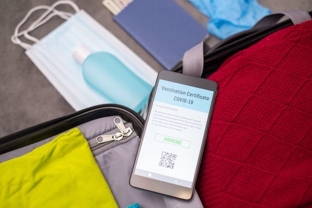 A close-up shot of a smartphone displaying the CDC website with an active travel health alert notification on the screen.
