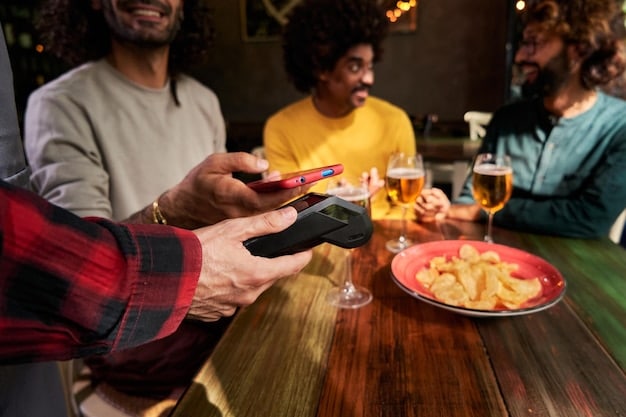 A person using a credit card to pay for a meal at a restaurant, highlighting the concept of earning points through dining bonus categories.