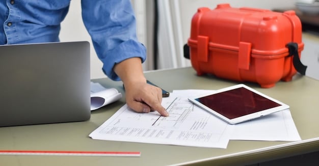 A person carefully organizing and documenting travel-related receipts, medical reports, and police reports, depicting the thorough preparation needed when filing a travel insurance claim.