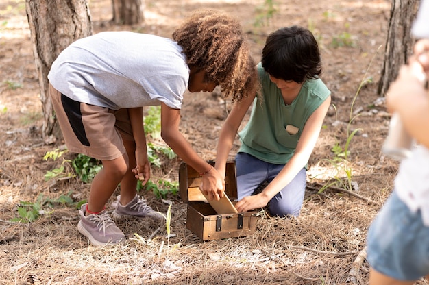 A group of local community members participating in a tree-planting activity as part of a carbon offset project. The image underscores the social and economic benefits of carbon offsetting, highlighting community involvement and sustainable development.
