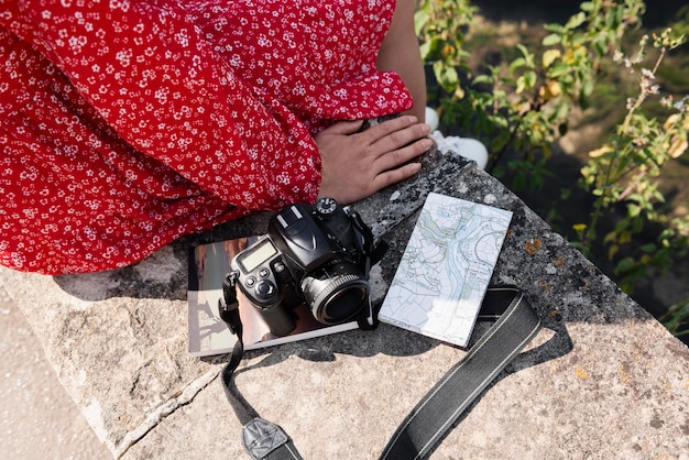 A close-up shot of a human travel journalist interviewing a local artisan in a small village, capturing the essence of human connection and cultural immersion.