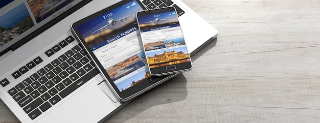 A collage of various travel review websites on different devices (laptop, tablet, smartphone). The websites feature hotel reviews with star ratings, user-generated photos, and text reviews. The collage emphasizes the evolution and diversity of online review platforms.