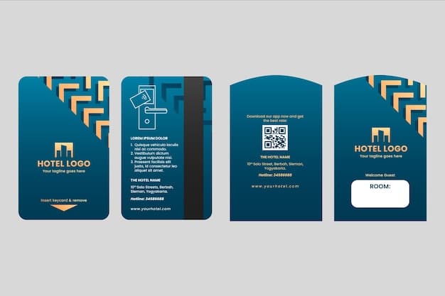 A close-up of a hotel room key card with a prominent hotel chain logo, symbolizing brand recognition and customer loyalty.