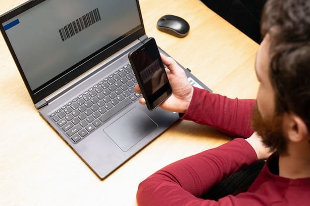 A smartphone displaying a verification code sent via SMS, alongside an open laptop showing a login screen with a field for the code.