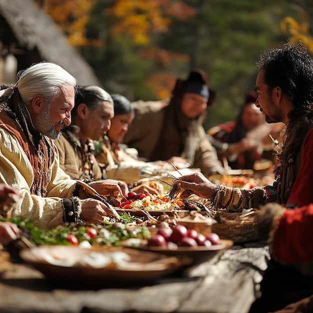 A group of tourists participating in a traditional cooking class in a village. The villagers are teaching them how to prepare local dishes using fresh ingredients.