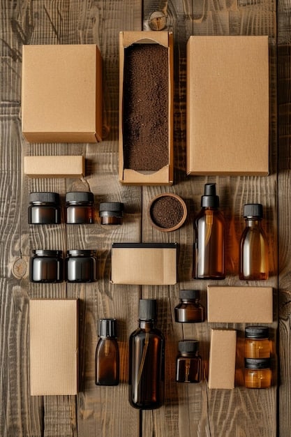 Close-up shot of a hotel amenity kit labeled as 