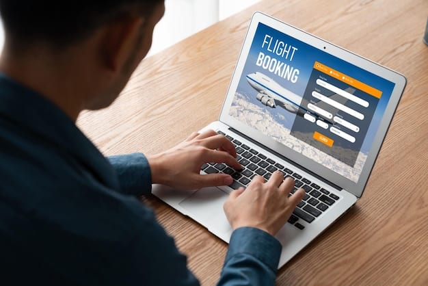 A person using a laptop to search for flights online, with multiple browser tabs open showing different airline websites and travel agencies.