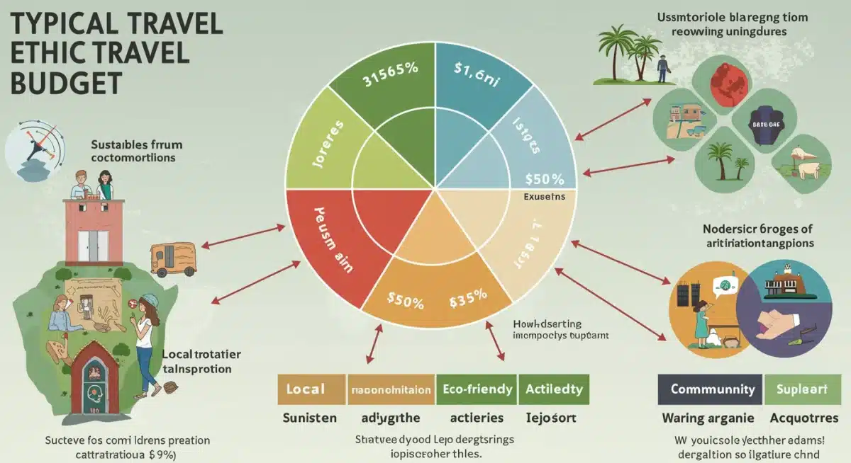 Infographic showing ethical travel budget breakdown and savings