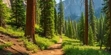 Scenic view of a US national park, symbolizing sustainable tourism efforts