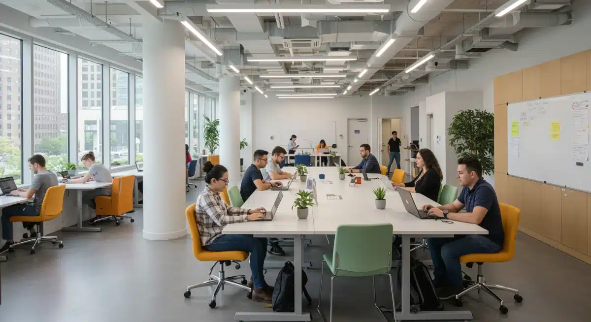 Modern co-working space for digital nomads in a US city