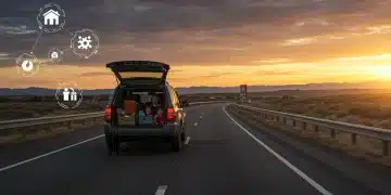 Family car on scenic highway, federal road trip initiatives