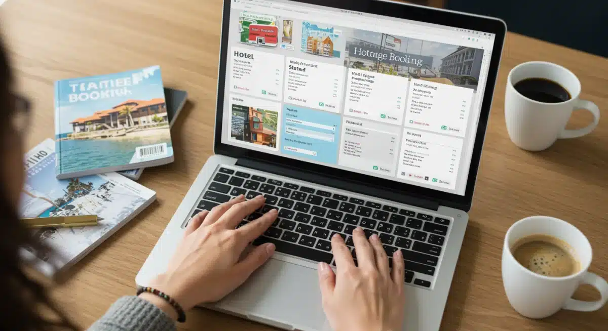 Person comparing hotel prices online to find the best deals