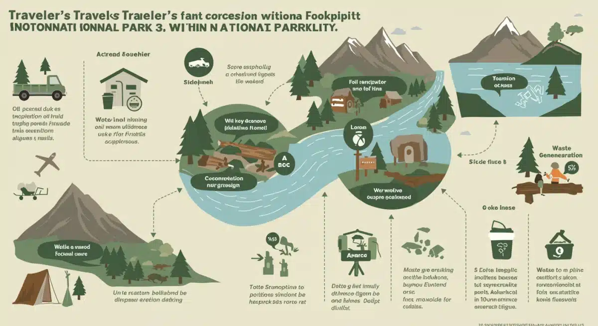 Infographic showing carbon footprint components for national park visitors