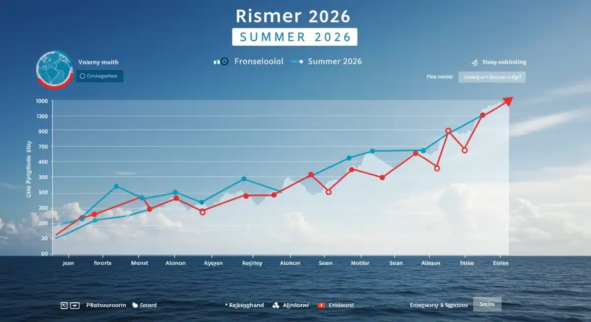 Digital interface showing rising flight and hotel prices for summer 2026, illustrating increasing travel costs.