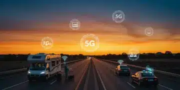 5G network impacting US travel for road warriors and remote workers by 2026, with fast connectivity.
