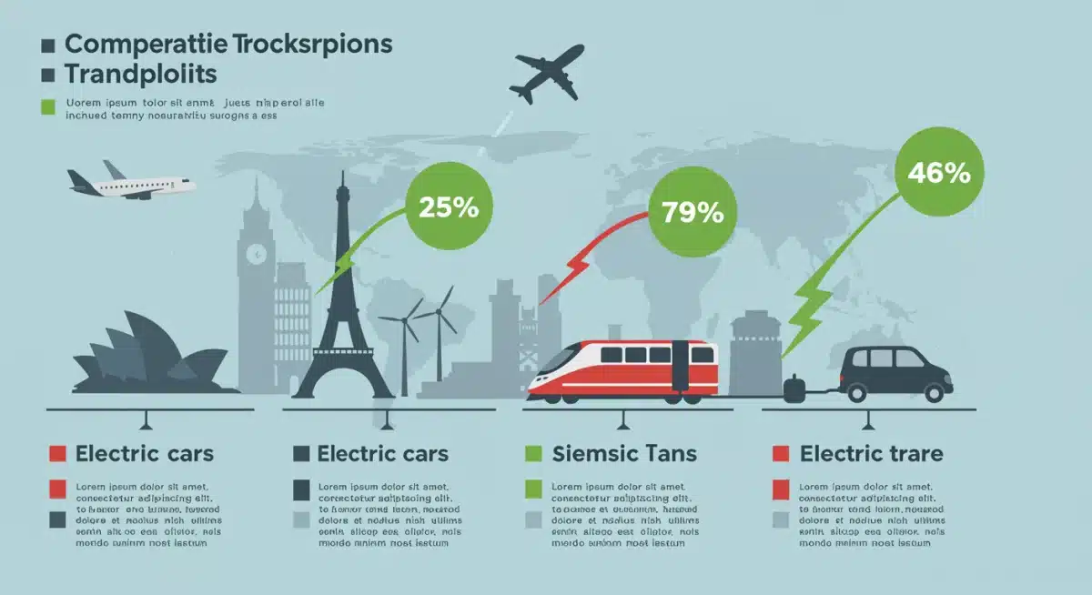 Infographic comparing carbon footprints of various transportation methods for sustainable travel.
