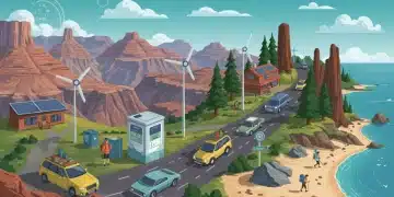 Sustainable journey planning in the US, depicting eco-friendly travel trends for 2026