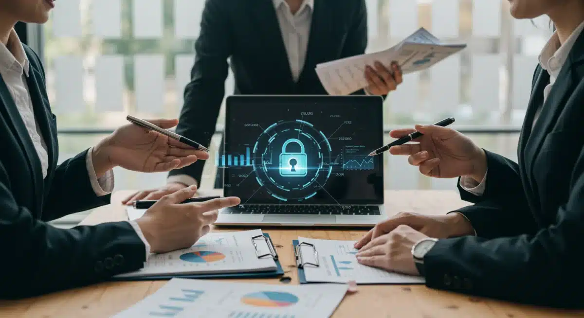 Business professionals analyzing travel industry forecasts and regulatory compliance data.