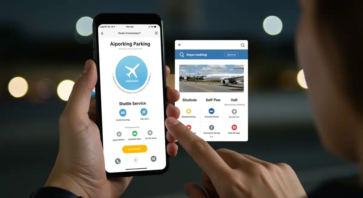 Person comparing 2026 airport parking deals on smartphone app