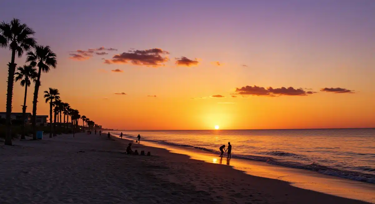 St. Petersburg beach sunset with palm trees
