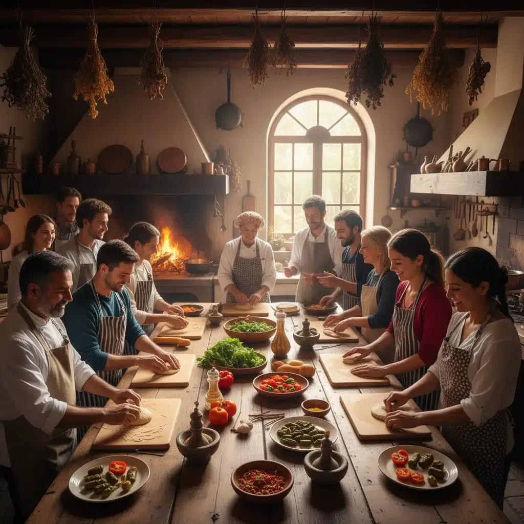 Tourists engaging in a local cooking class, experiencing cultural immersion.