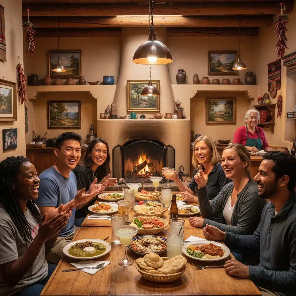 Diverse travelers enjoying a meal at a cozy, family-owned restaurant in a U.S. town.
