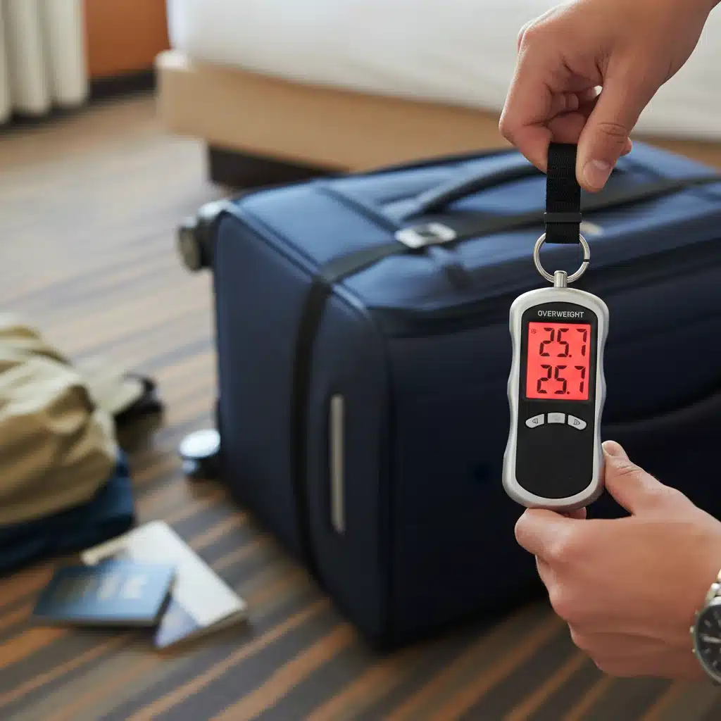Overweight luggage on digital scale