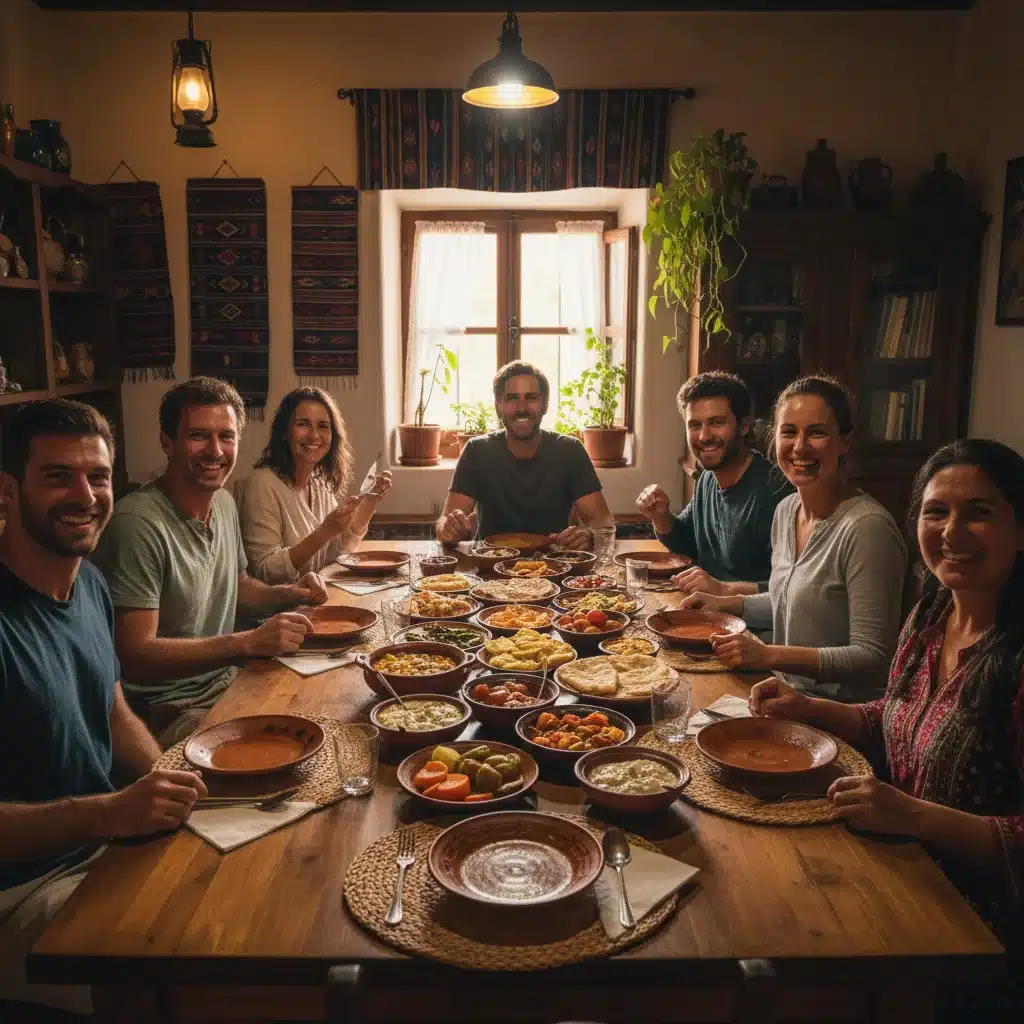 US travelers sharing a home-cooked meal with a local family
