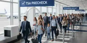 Travelers enjoying fast airport security with TSA PreCheck in a modern terminal