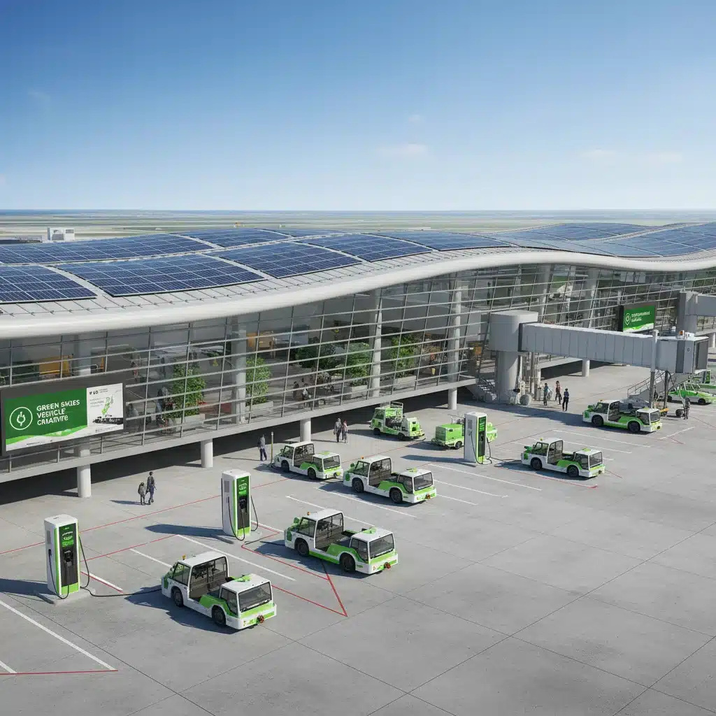 Sustainable airport operations with electric vehicles and solar power