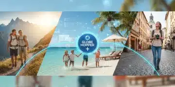 Diverse travelers enjoying various destinations, representing the ease and accessibility of subscription travel models.
